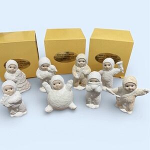 Snowbabies Dept 56 Vintage Figurines Lot of 8 White Textured Winter